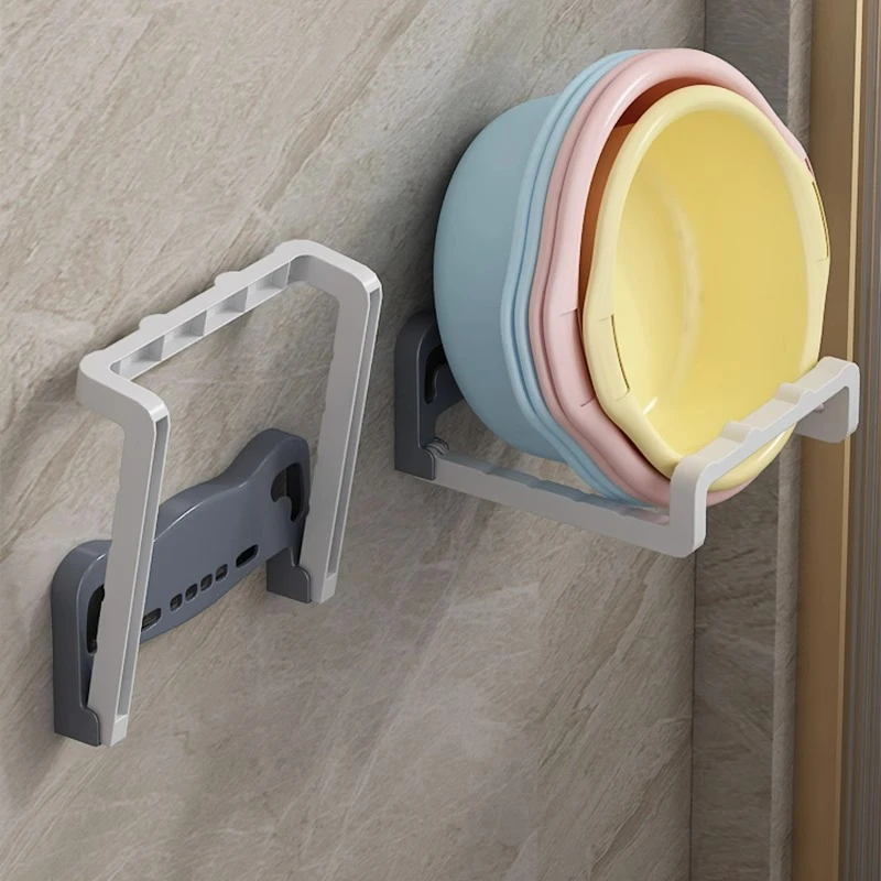 可折叠壁挂脸盆架卫生间免打孔置物架浴室厕所洗澡脚盆收纳沥水架