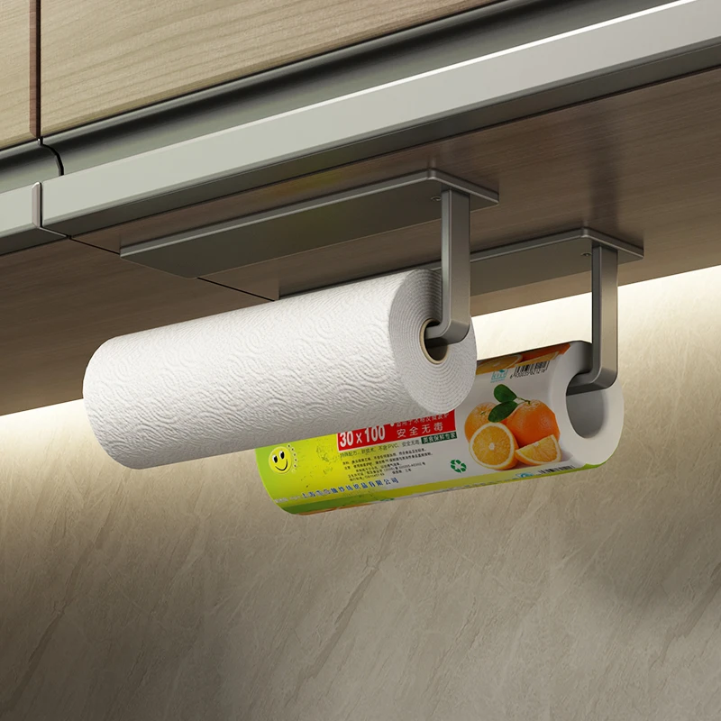 厨房纸巾架免打孔橱柜卷纸架置物架厨房用纸巾保鲜膜抹布收纳挂架