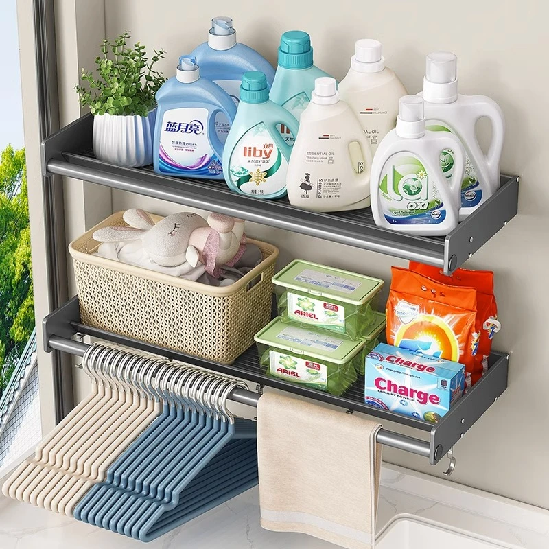 阳台洗衣池洗衣机置物架免打孔壁挂式客厅卧室省空间家用收纳架子