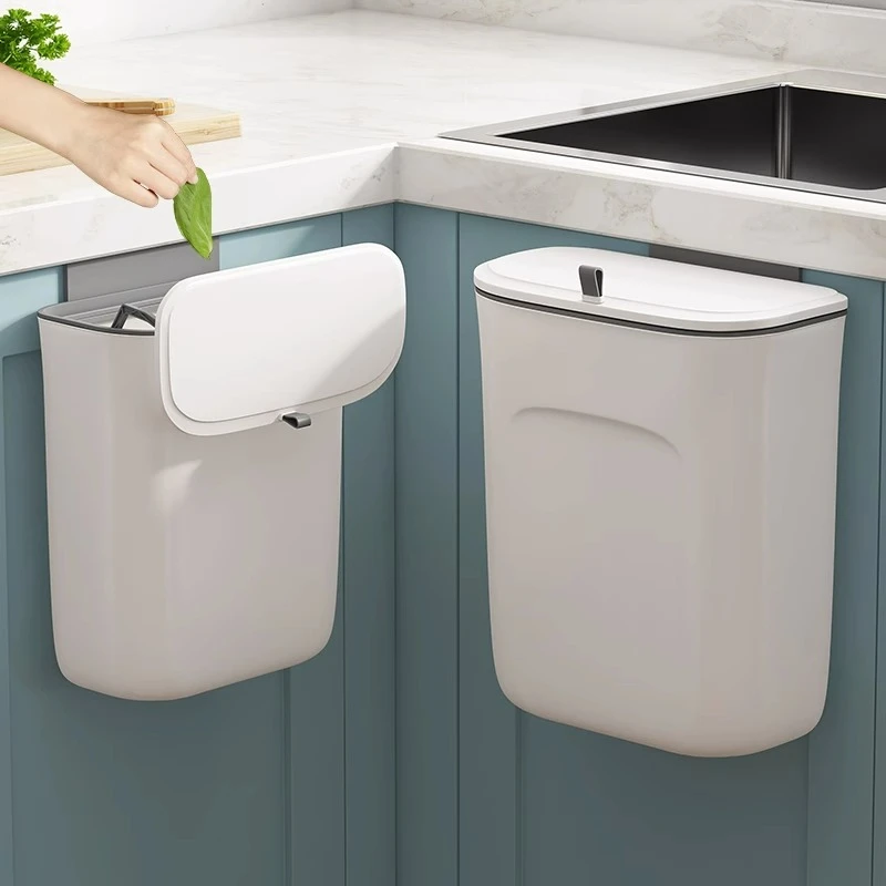优勤厨房垃圾桶壁挂式家用带盖厕所卫生间客厅纸篓厨余挂式收纳桶