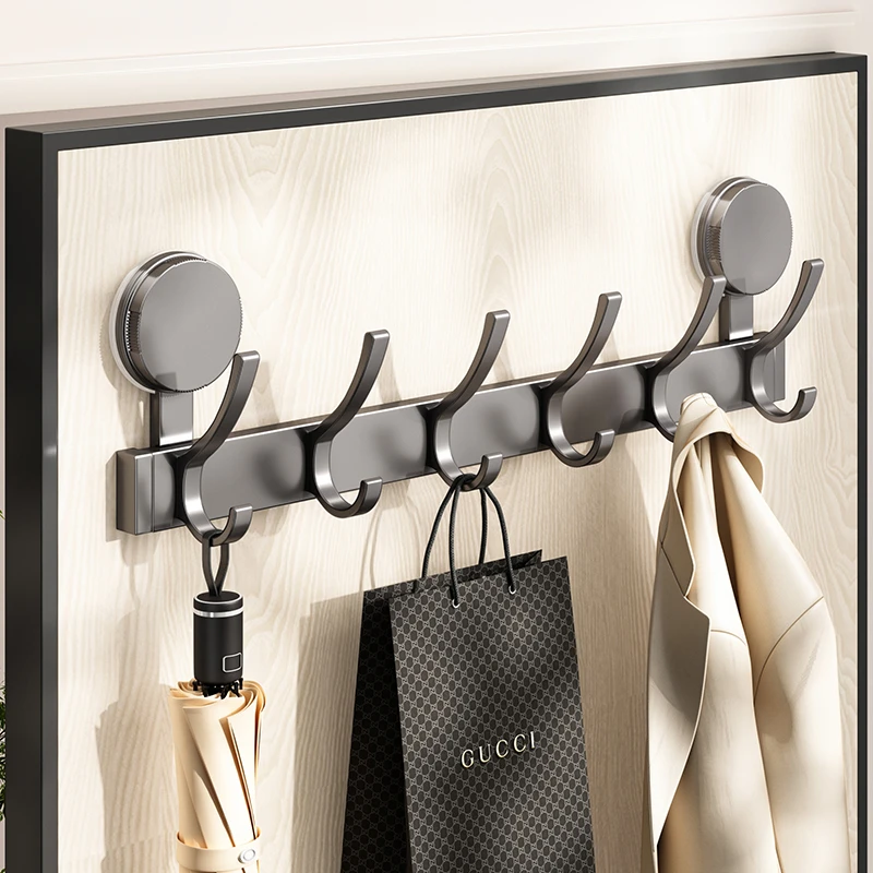 吸盘门后挂钩免打孔粘胶强力承重门后挂衣架子收纳壁挂置物架排钩