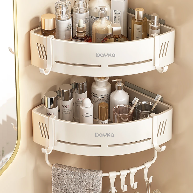 优勤浴室置物架免打孔卫生间三角架子厕所洗漱台淋浴房壁挂收纳架