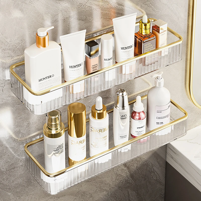 卫生间置物架轻奢免打孔壁挂式浴室挂架洗漱台墙上亚克力收纳架子