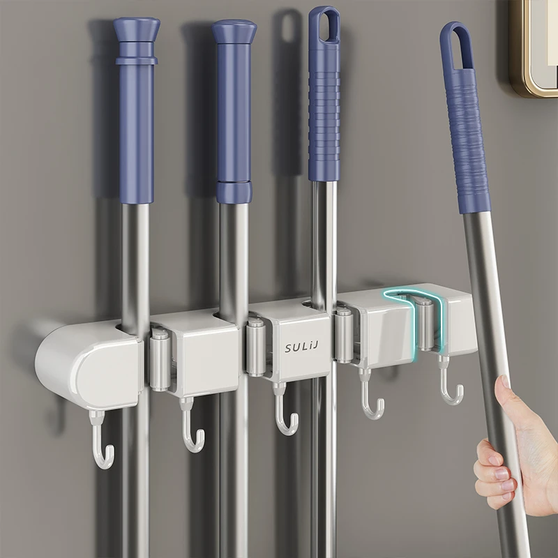 优勤拖把壁挂夹免打孔拖布挂钩卫生间浴室扫把固定架门后置物神器