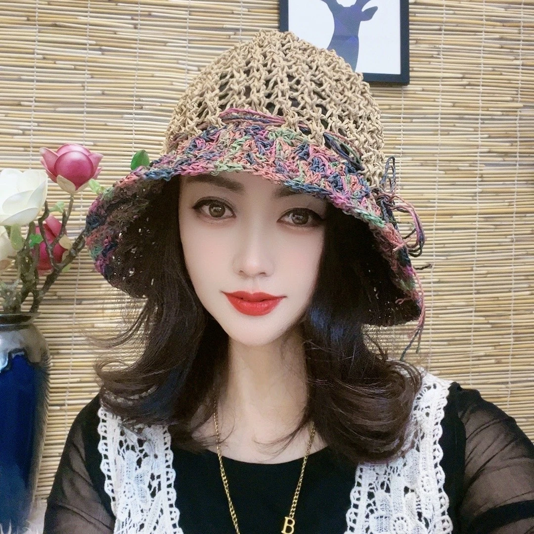 拉菲草手编（双色）防嗮遮阳帽（不可水洗）