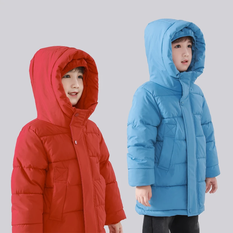 新款儿童保暖棉服男童女童中长款连帽加厚外套洋气保暖韩版外穿潮