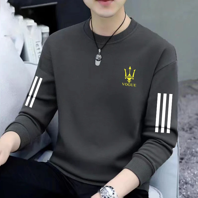 男士卫衣春秋新款圆领宽松加厚无帽套头上衣青年长袖男款外套百搭