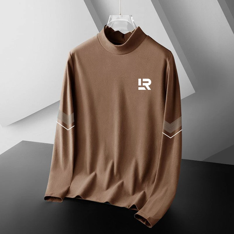 秋冬季德绒内搭打底衫男士长袖t恤半高领秋衣潮牌上衣服品质男装