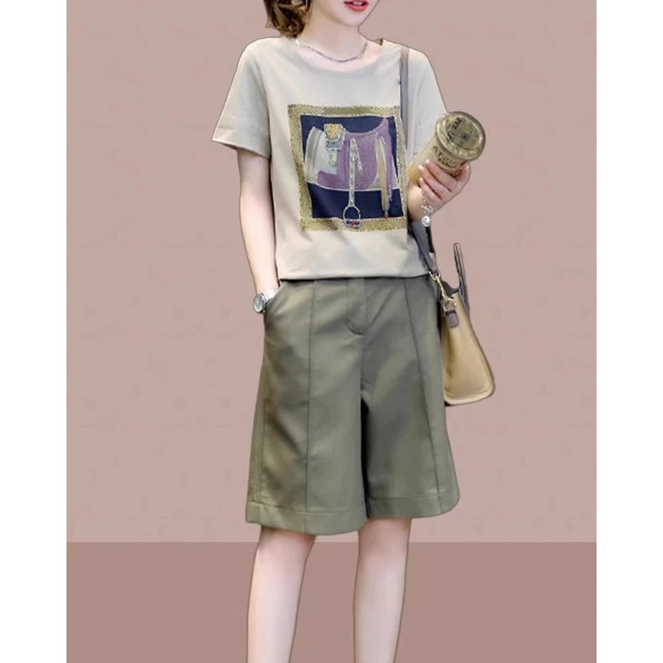 夏装高级感套装女时尚2025夏季女装减龄洋气小个子五分短裤两件套