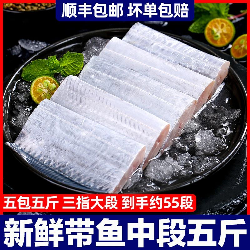 5斤5包 新鲜带鱼纯中段肉 无冰 冷冻海鲜水产鲜活速冻 顺丰包邮
