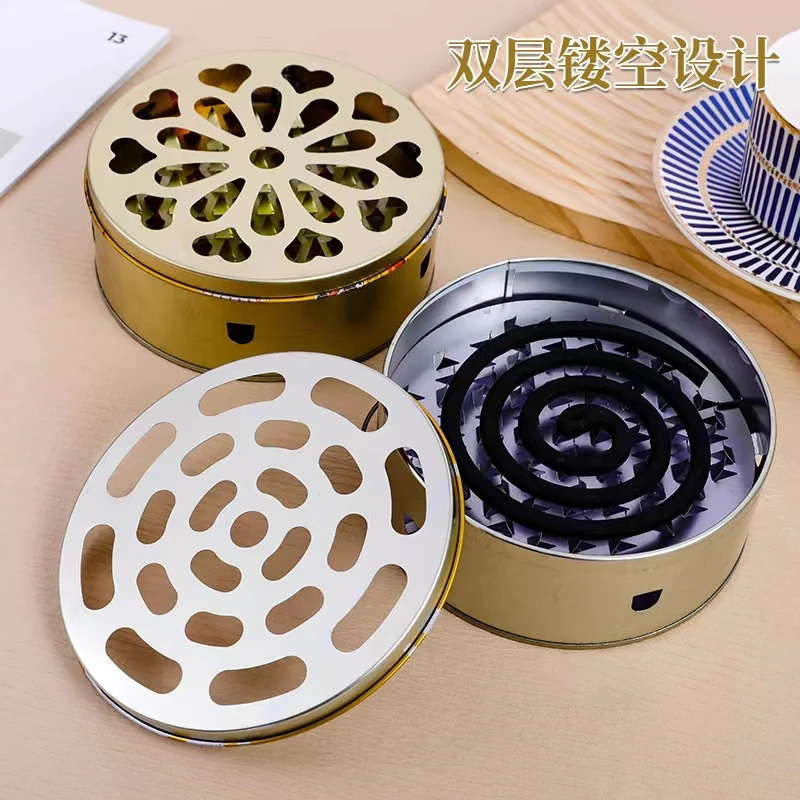 新款手提蚊香盒家用蚊香托盘防飞灰蚊香盒中式带盖创意镂空蚊香架