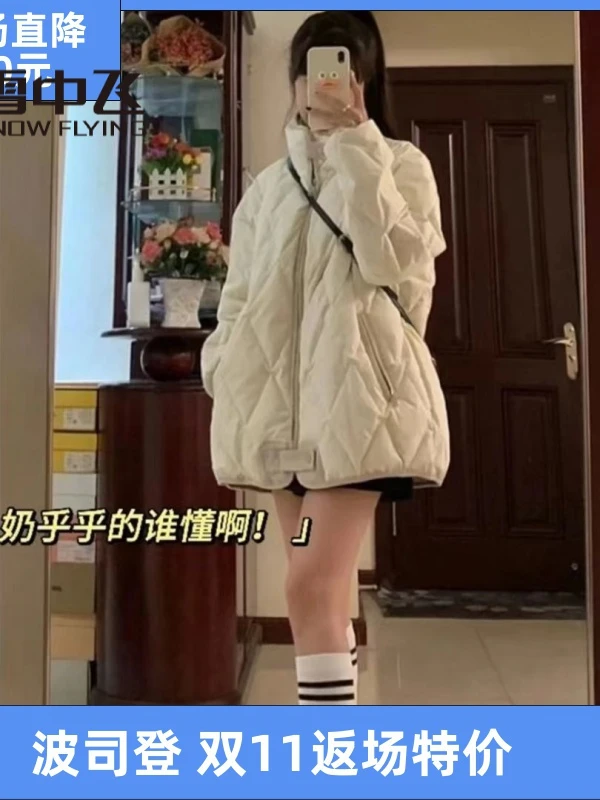 雪中飞绒服羽绒服冬季原宿风短款oversize连帽宽松加厚显瘦保暖