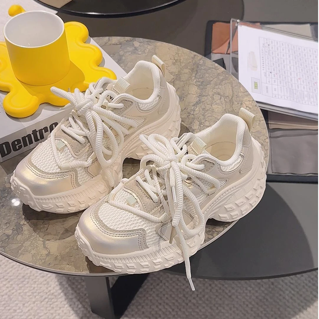 增高春秋季厚底增高2024运动轮胎老爹鞋新款女鞋厚底潮流