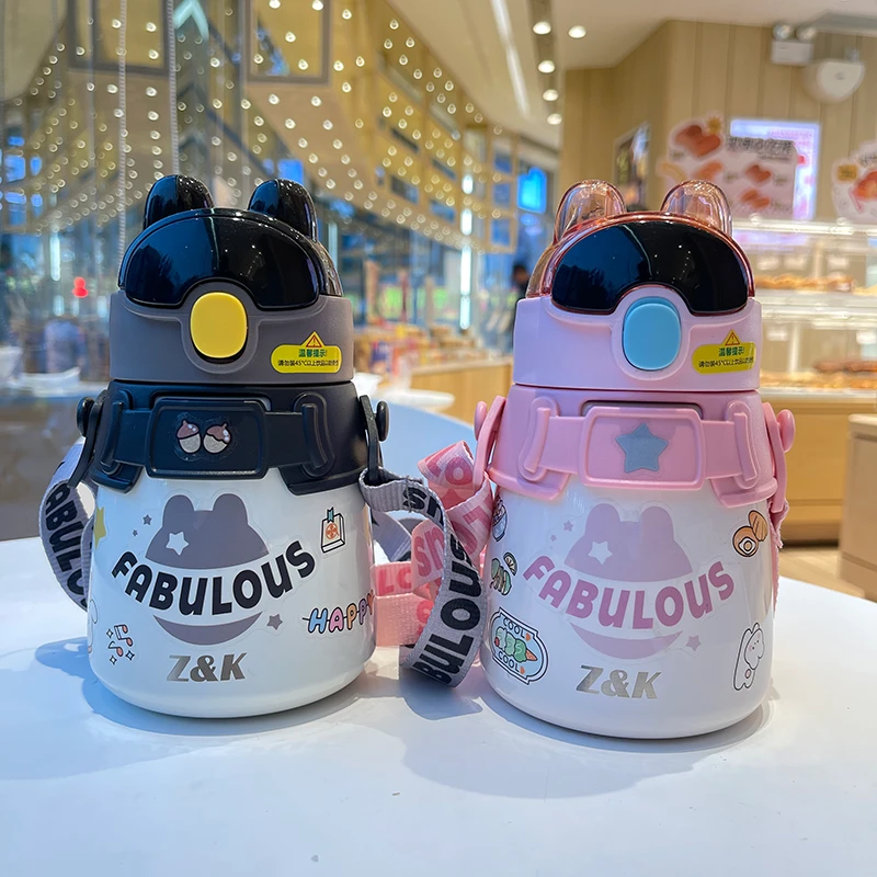 香港Z&K酷兔宝特工大肚保温杯316高颜值吸管便携水杯