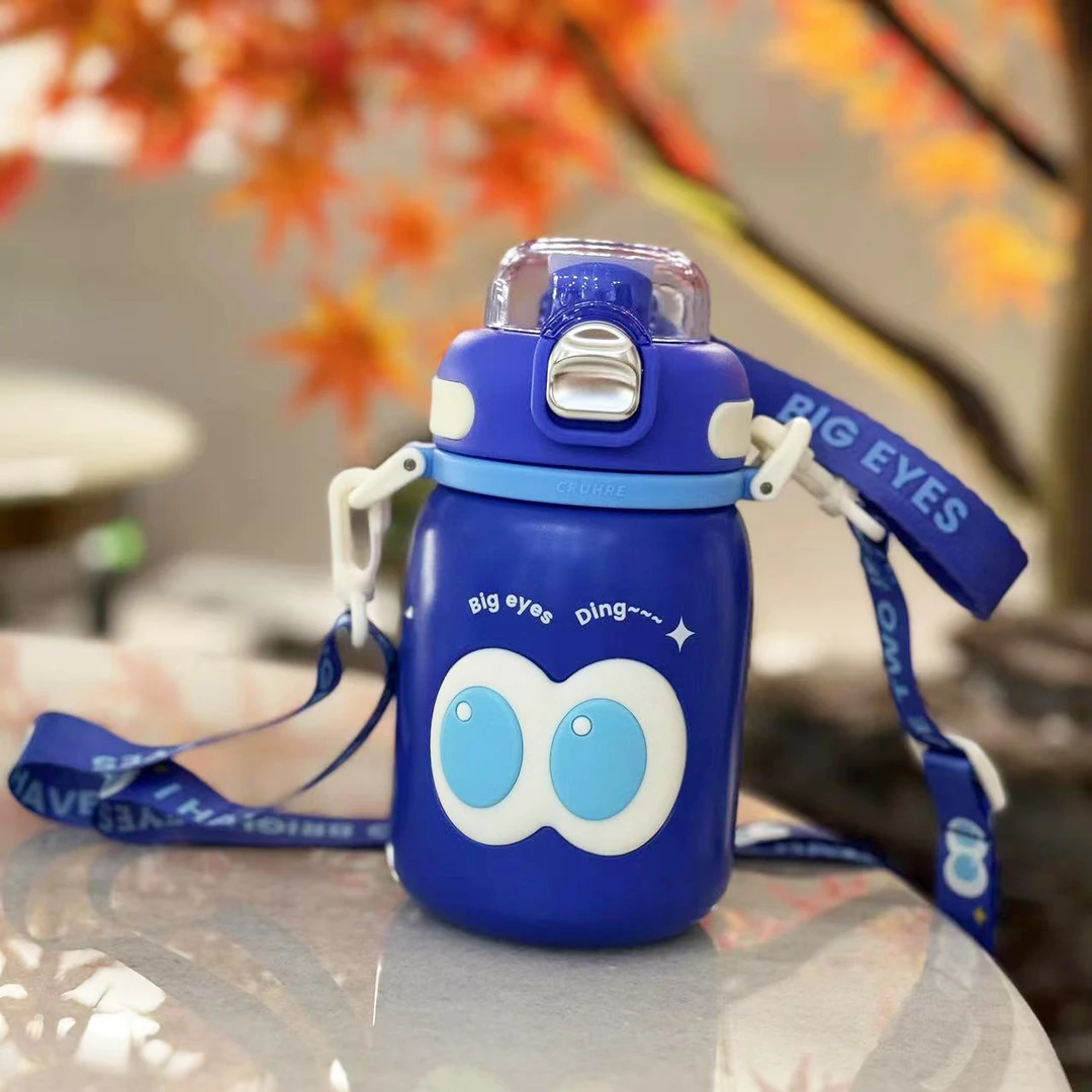 【晶晶补贴专属】大眼睛保温杯不锈钢直饮便携学生儿童斜跨大肚杯