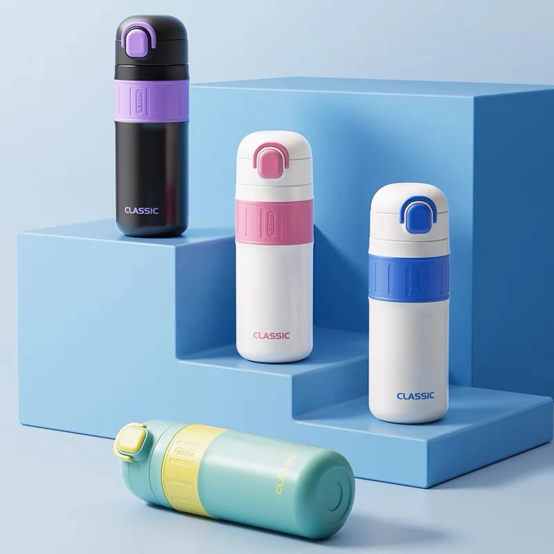 【晶晶补贴专属】加比兔高颜值弹跳吸管保温杯不锈钢直身水杯7296