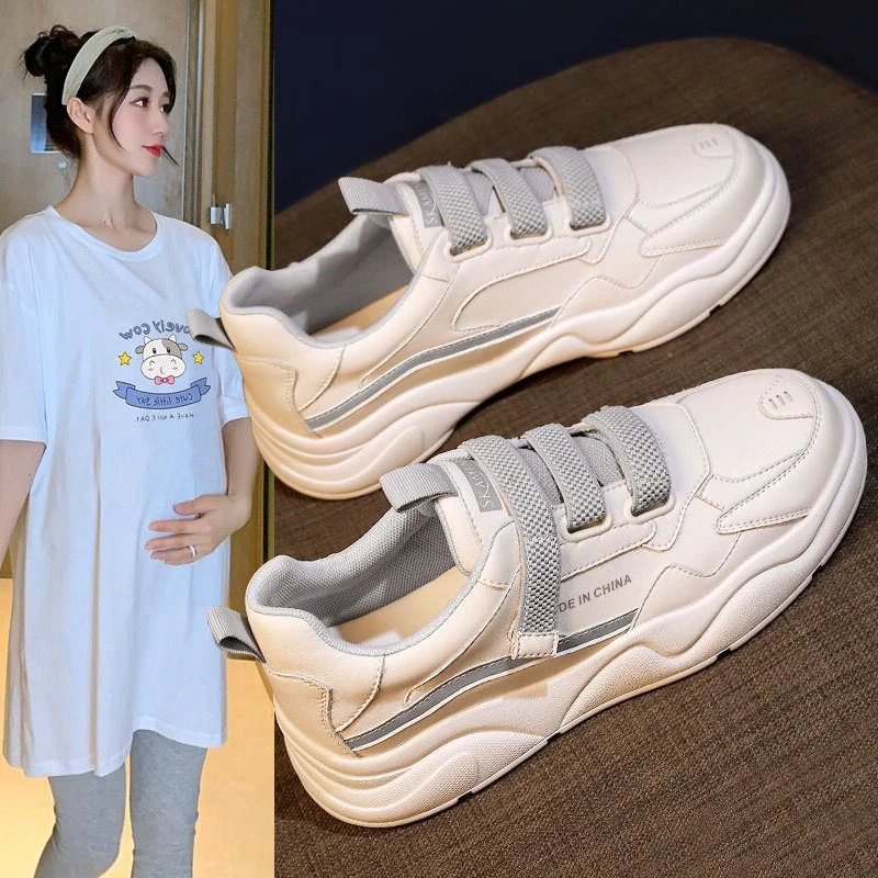 孕妇鞋子女春秋外穿浮肿宽松一脚蹬孕期水肿运动舒适防滑软底平底