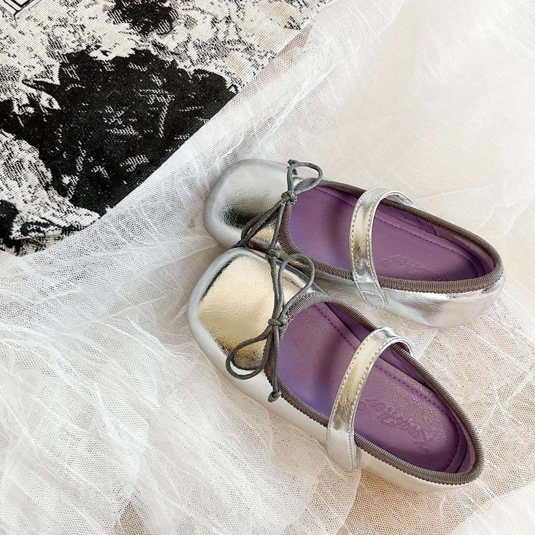 K24270童鞋2024春秋新款方头软底小皮鞋女童蝴蝶结小众洋气公主鞋