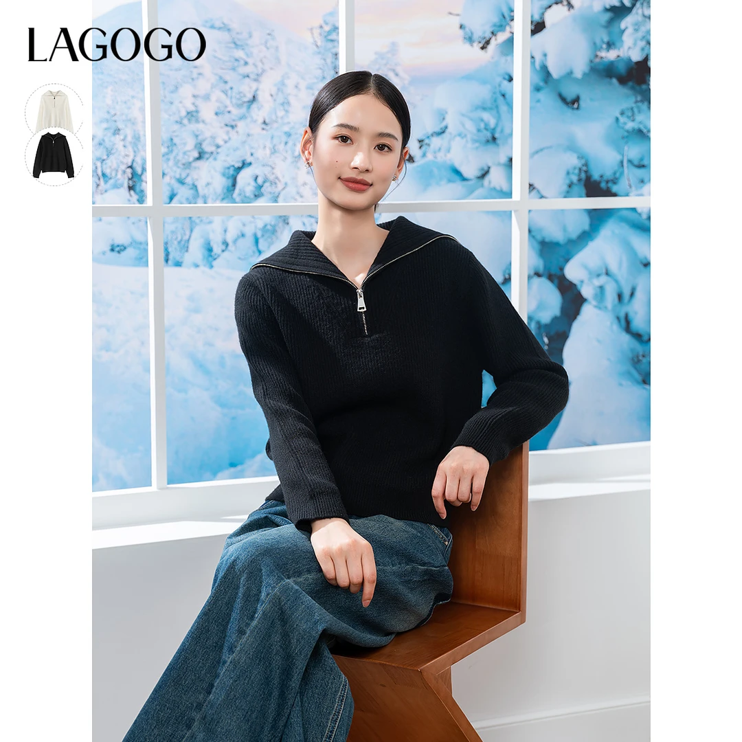 【lagogo】Lagogo新款舒适百搭正肩软糯毛衣MCMM43XG63