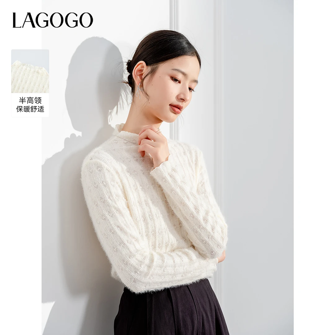 lagogo新款仙气蕾丝弹力百搭舒适上衣女NCSS537G08