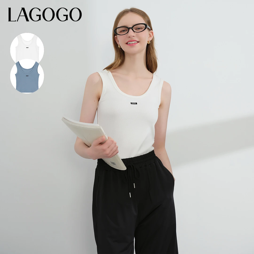 【芋总专属】lagogo新款外穿无袖打底舒适针织背心女NASS133GA3