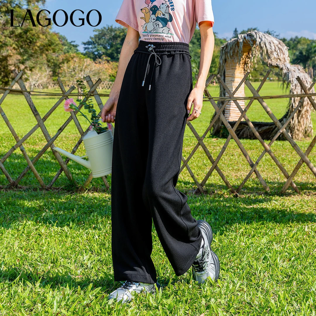 lagogo新款抗菌舒适弹力灯芯绒休闲裤女NAKK532G22