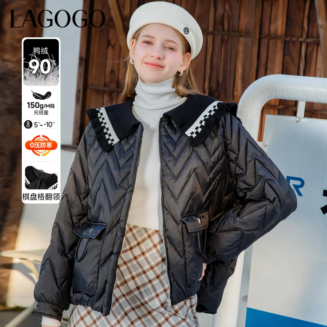 Lagogo拉谷谷新款小香风显白羽绒服MCYY259G74