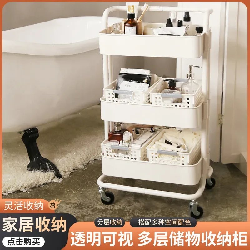 书架落地移动小推车置物架家用书包桌下收纳多层零食架办公室书柜