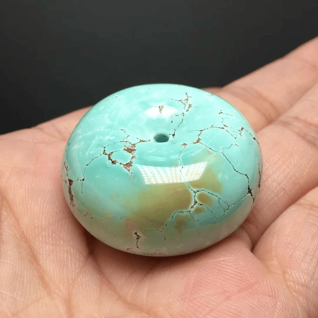 原矿高瓷绿松石大平安扣