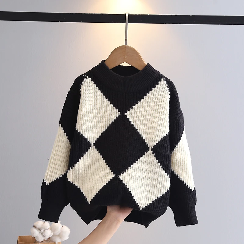 女童秋冬毛衣2025新款男孩女孩加绒加厚冬装针织衫洋气大童毛线衣