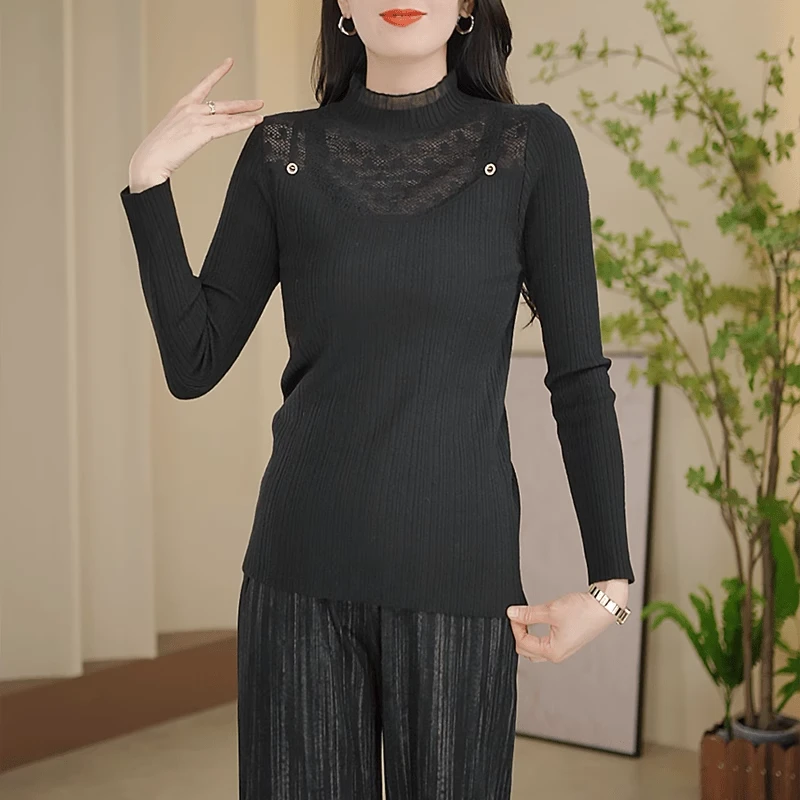 2024秋季新款纯色毛衣上衣高级风针织衫