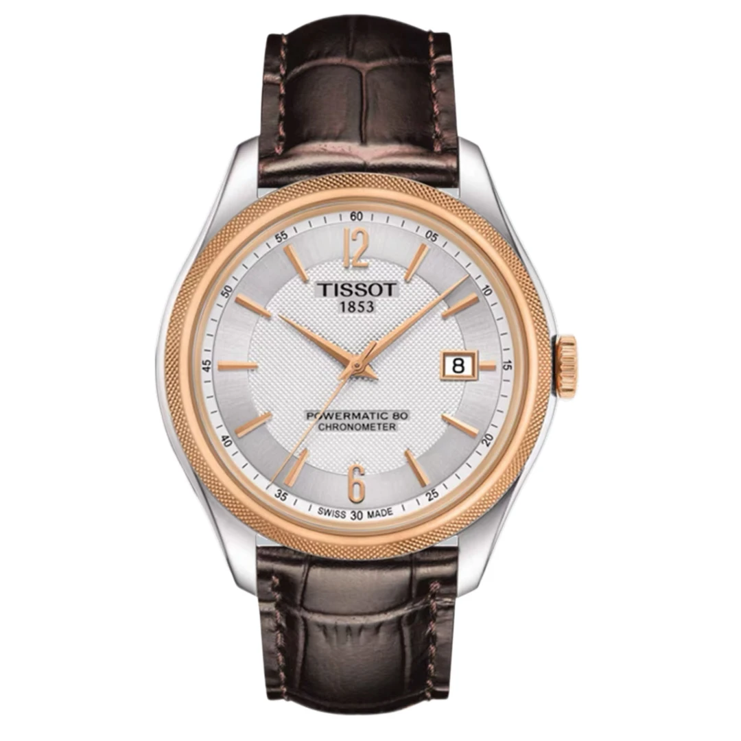 99新 Tissot/天梭 壹/宝环108408玫瑰金边/表径41/男