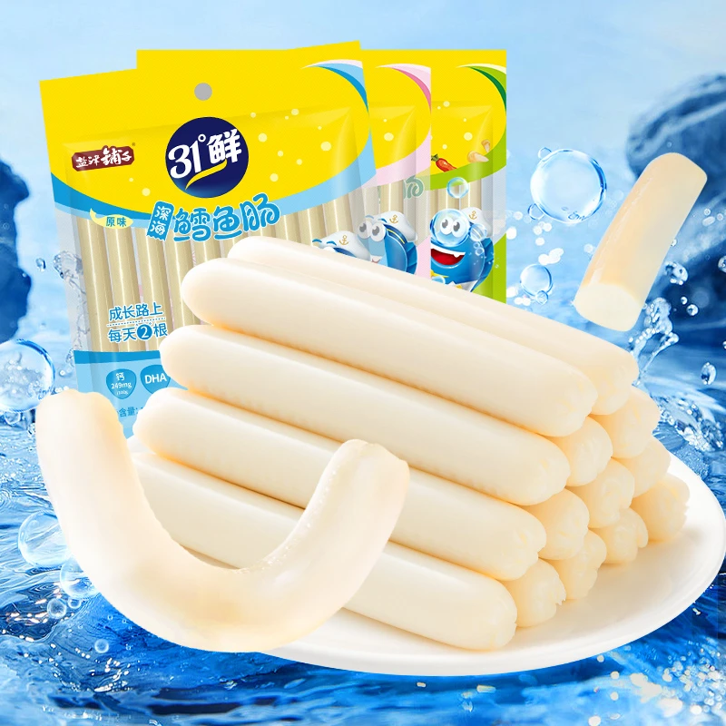 盐津铺子鳕鱼肠即食鱼肉肠腿肠鱼肠儿童休闲海味零食