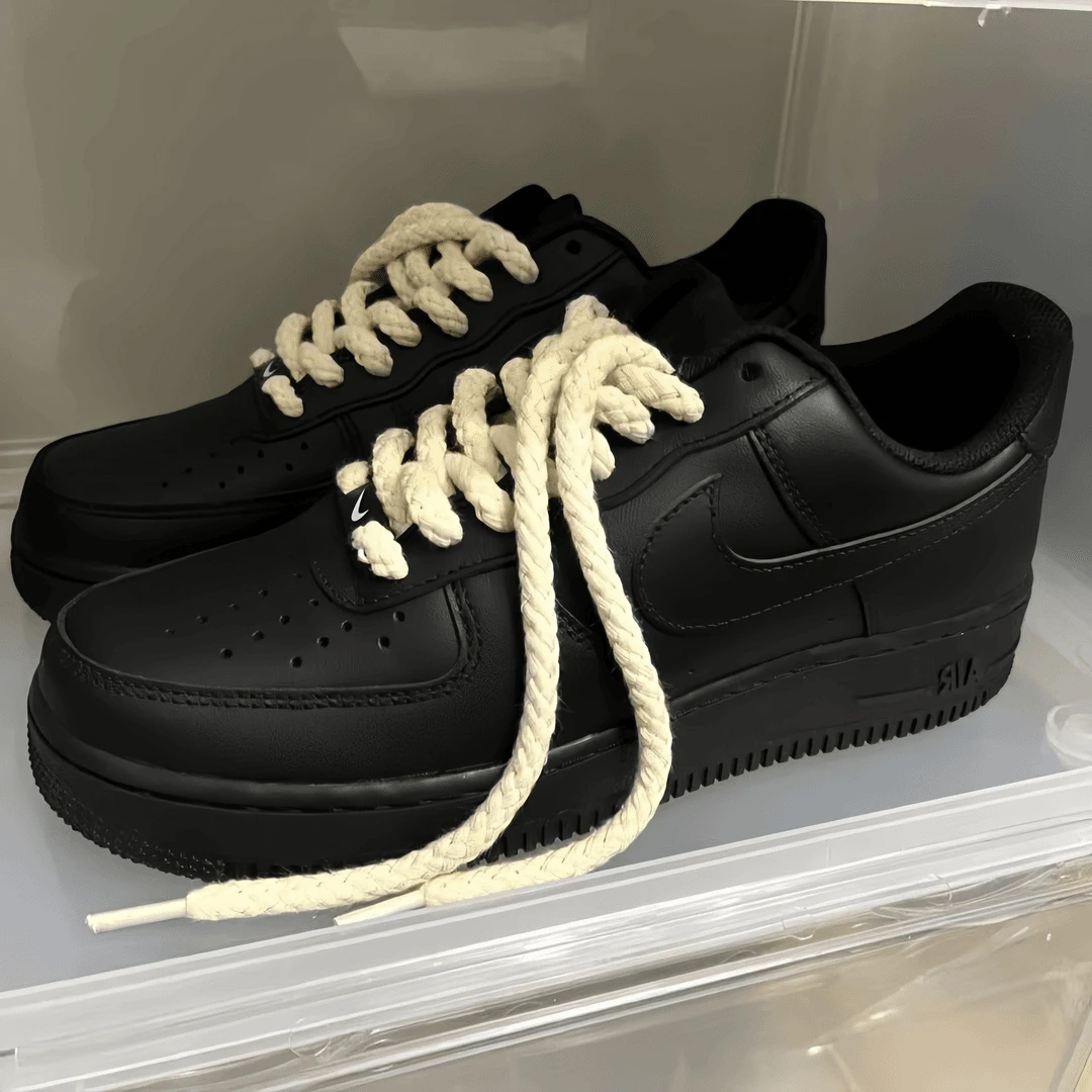 空军一号鞋带af1棉麻绳男女款DUNK黑武士小白鞋板鞋加粗圆白米色