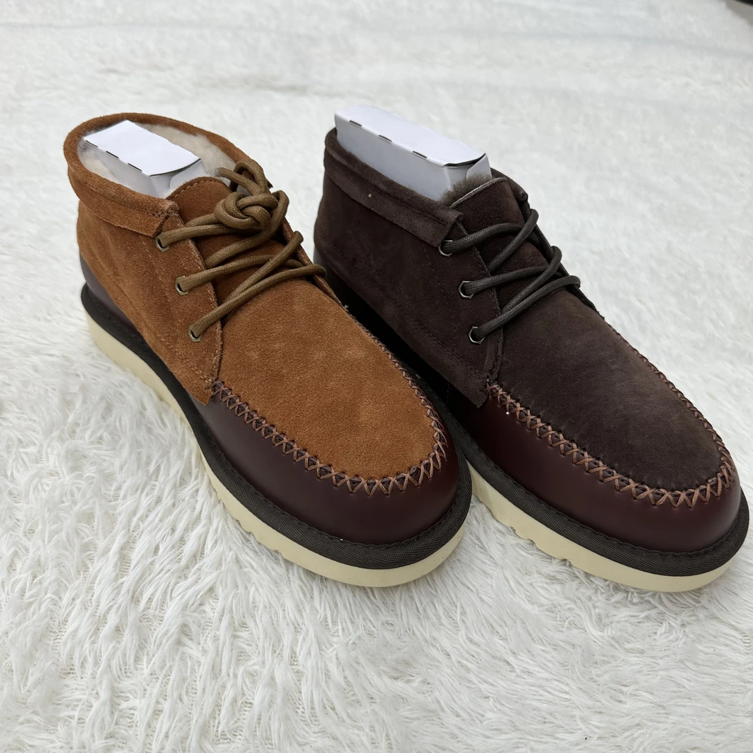 雪地靴男皮毛一体冬季新款防水防滑真皮真毛加绒加厚雪地棉