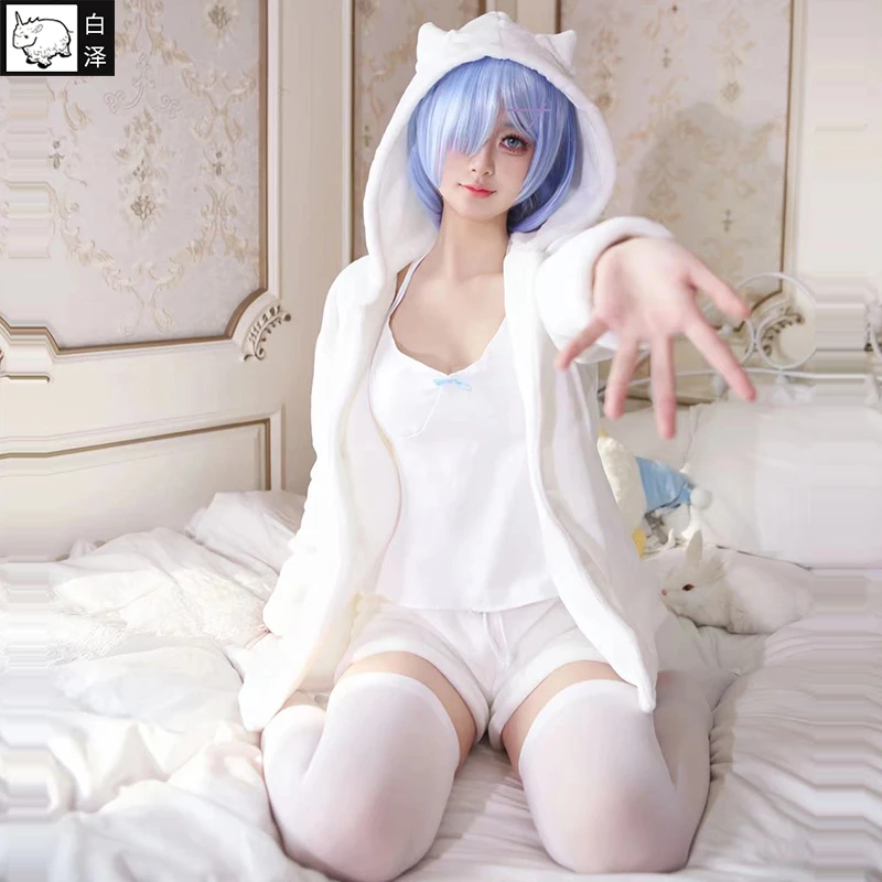 白泽动漫从零开始的异世界生活蕾姆cosplay服装女睡衣全套装假发