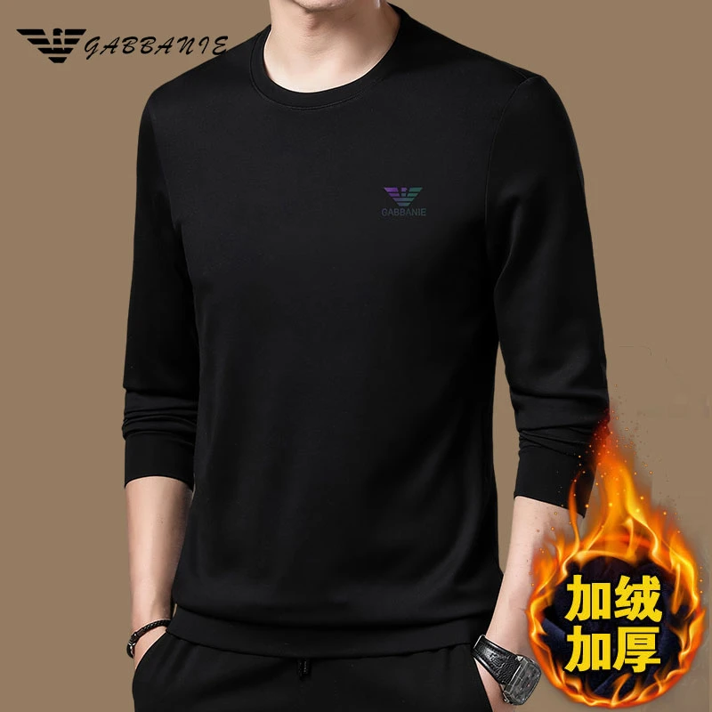 GABBANIE高级轻奢男装春秋卫衣男款高档休闲长袖上衣圆领加绒t恤