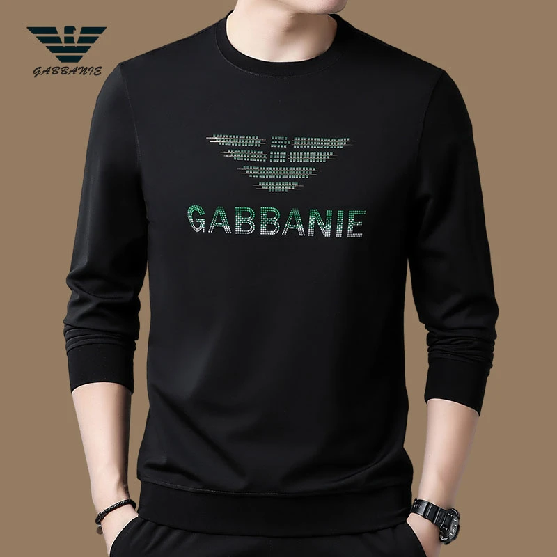 GABBANIE轻奢男装春季高档男士卫衣春秋季休闲百搭圆领长袖上衣