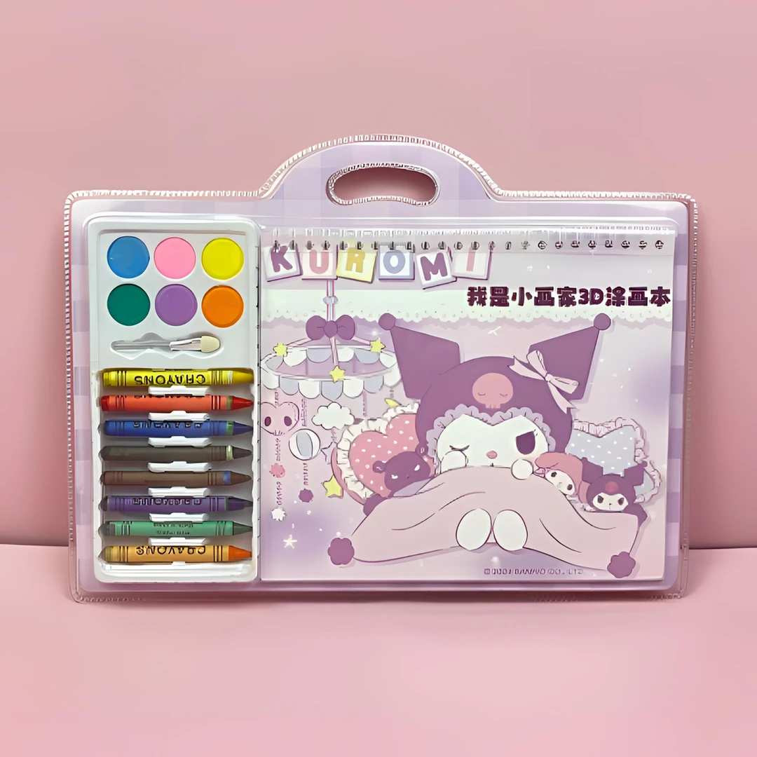 三丽鸥我是小画家3D涂画本正版授权儿童绘画培养库洛微缩贴纸本