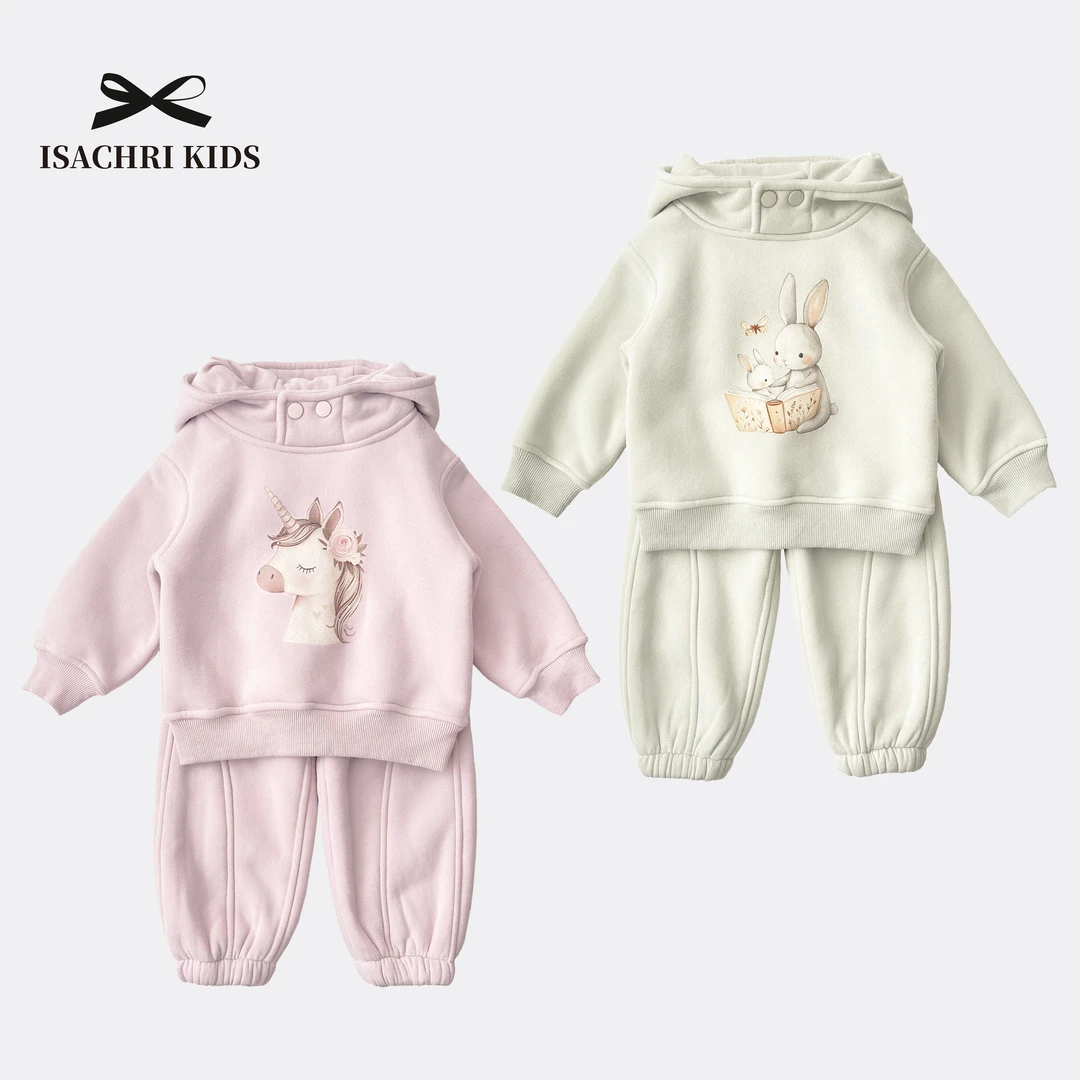 晶晶家【现发】独角兽与小兔 运动休闲卫衣套装秋冬女童两件套IS337