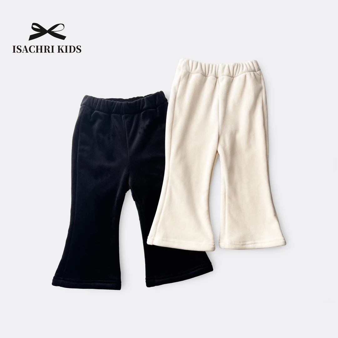 晶晶家【现发】双层~丝绒裤 时髦儿童裤喇叭裤秋冬女童加绒裤IS307