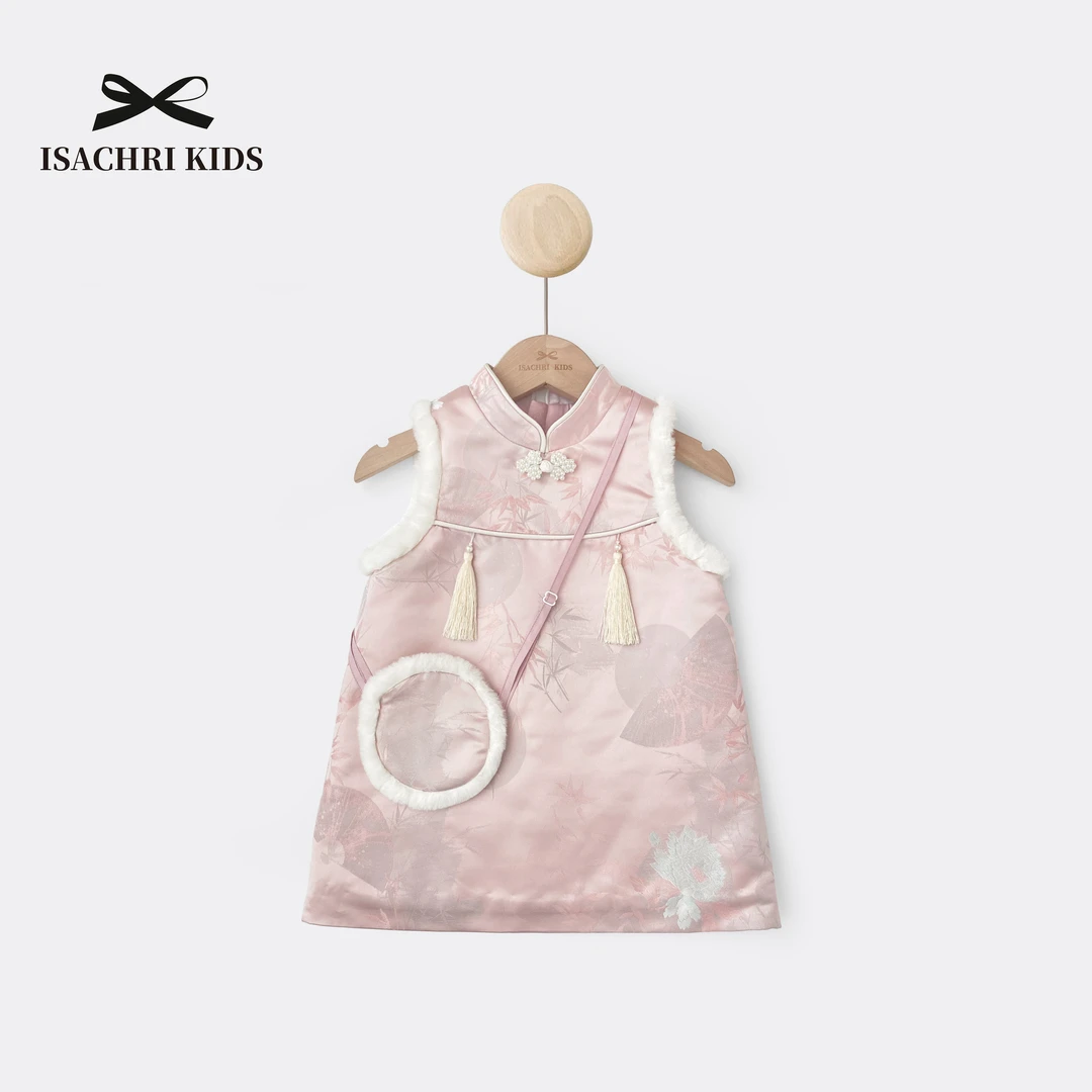 【现发】竹韵高定年货5新中式织锦缎背心连衣裙夹棉年服女宝 IC778