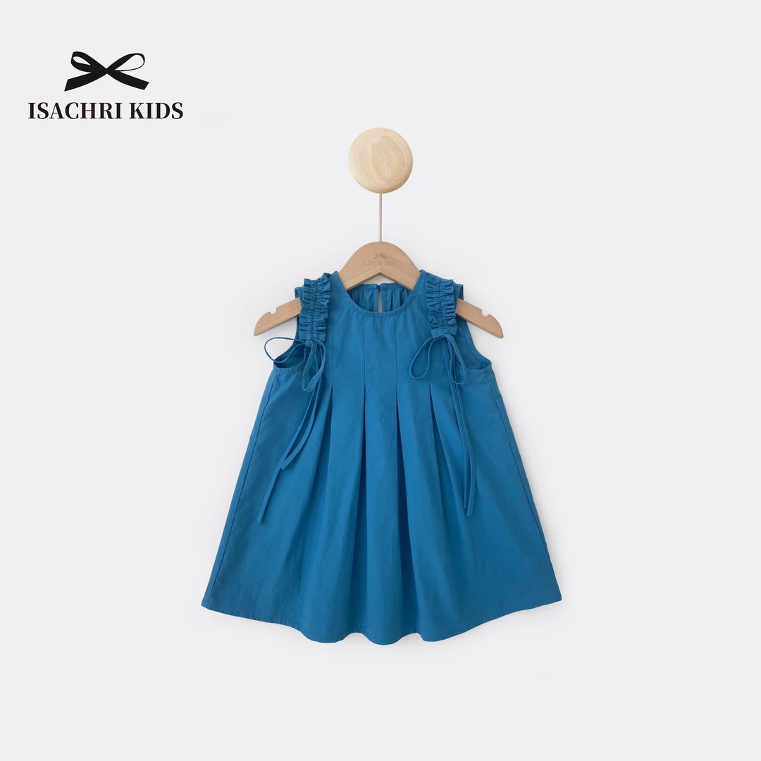 【1月5日反季清】蓝屿 精致系带 打揽无袖女童洋气夏季连衣裙 IC934