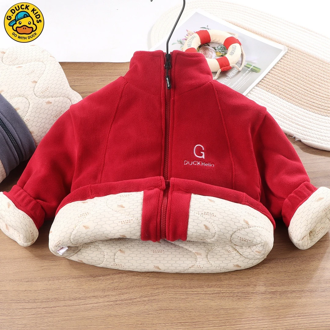 小黄鸭儿童冬季加厚保暖奥利绒外套男女童校服神器一件过冬上衣