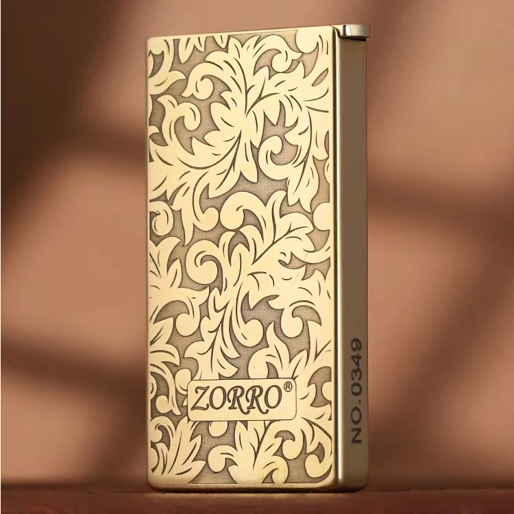 ZORRO佐罗Z753升降机超薄黄铜貔貅唐草复古煤油机创意个性送男友