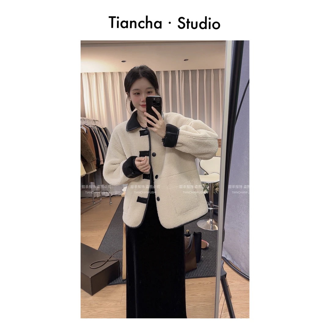sweet c 红人上新韩风秋冬两面穿外套女皮毛一体独特设计感MM011#
