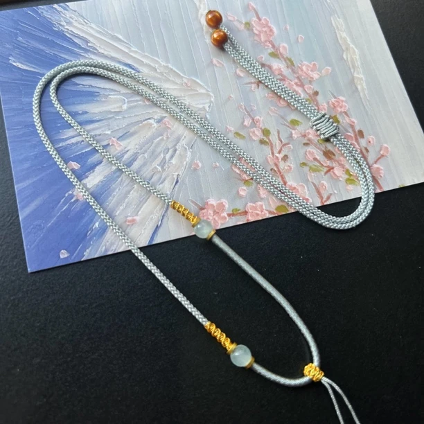 手工绕线不对称设计款吊坠挂绳绳子绳百搭可调节男女款转转结精致