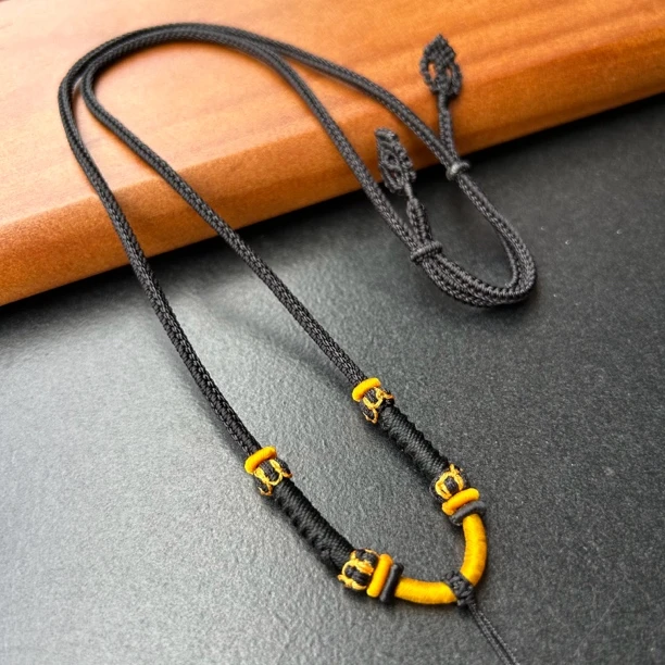 纯手工八股吊坠高档绳可调节金刚结莲花凤尾结重工长款男女挂绳