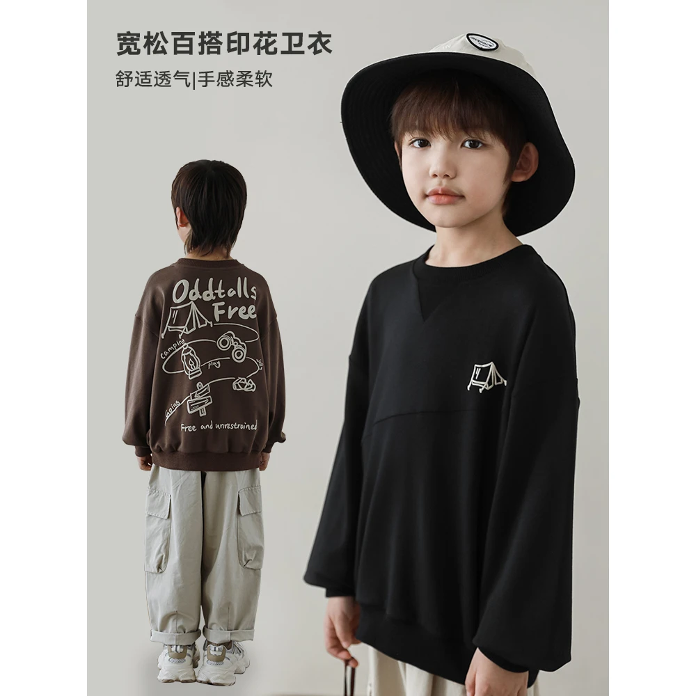 【2025清】oddtails春秋柔软舒适百搭透气宽松印花圆领卫衣QG2392