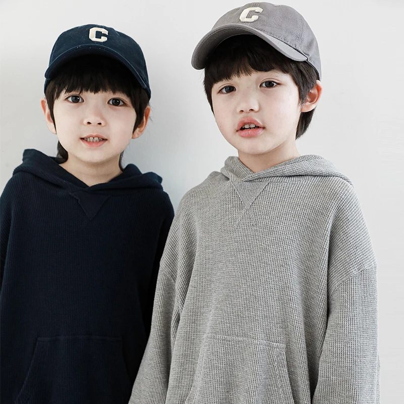 【2024清】oddtails男童连帽卫衣春季上衣中大童华夫格潮QG734